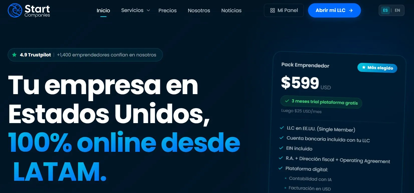 Mejores empresas para empezar una LLC en Estados Unidos