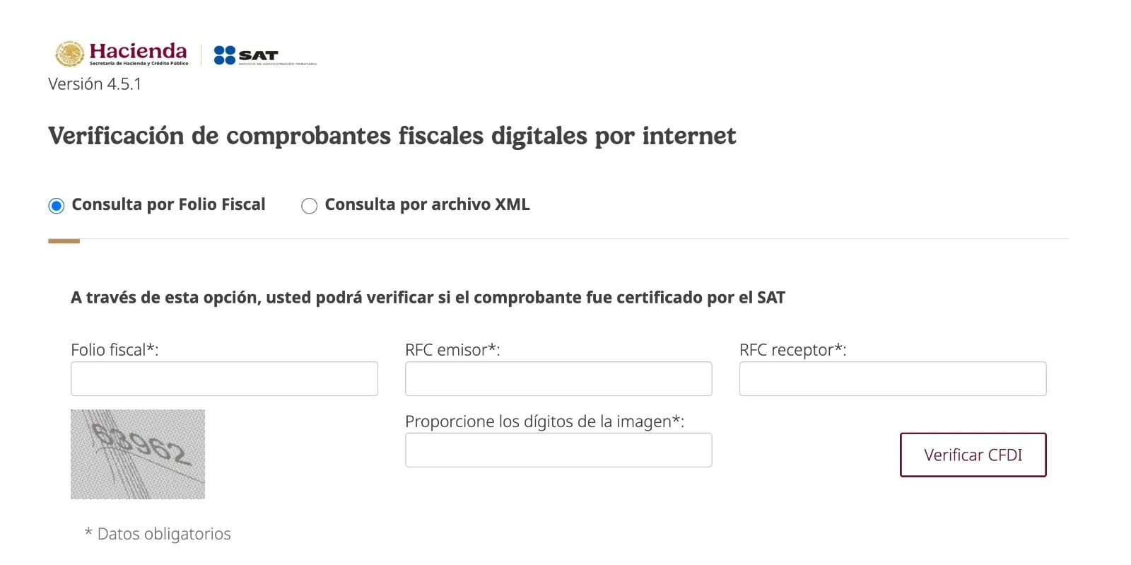 Portal de verificación de CFDI del SAT