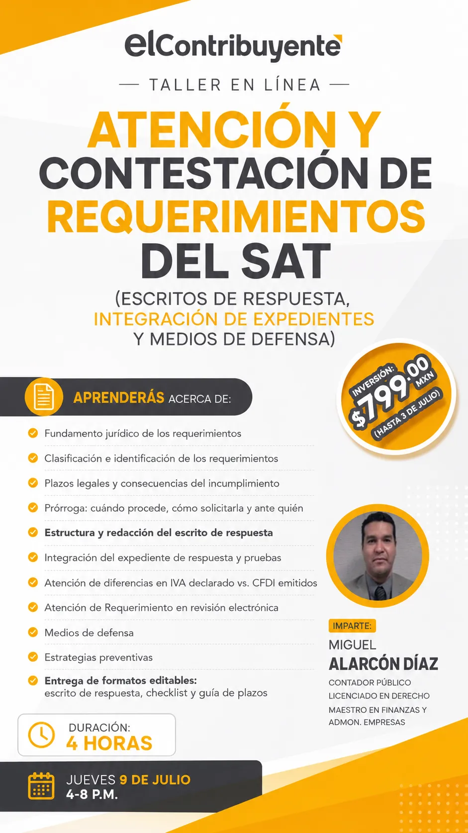 Temario del Taller de Atención y Contestación de Requerimientos del SAT