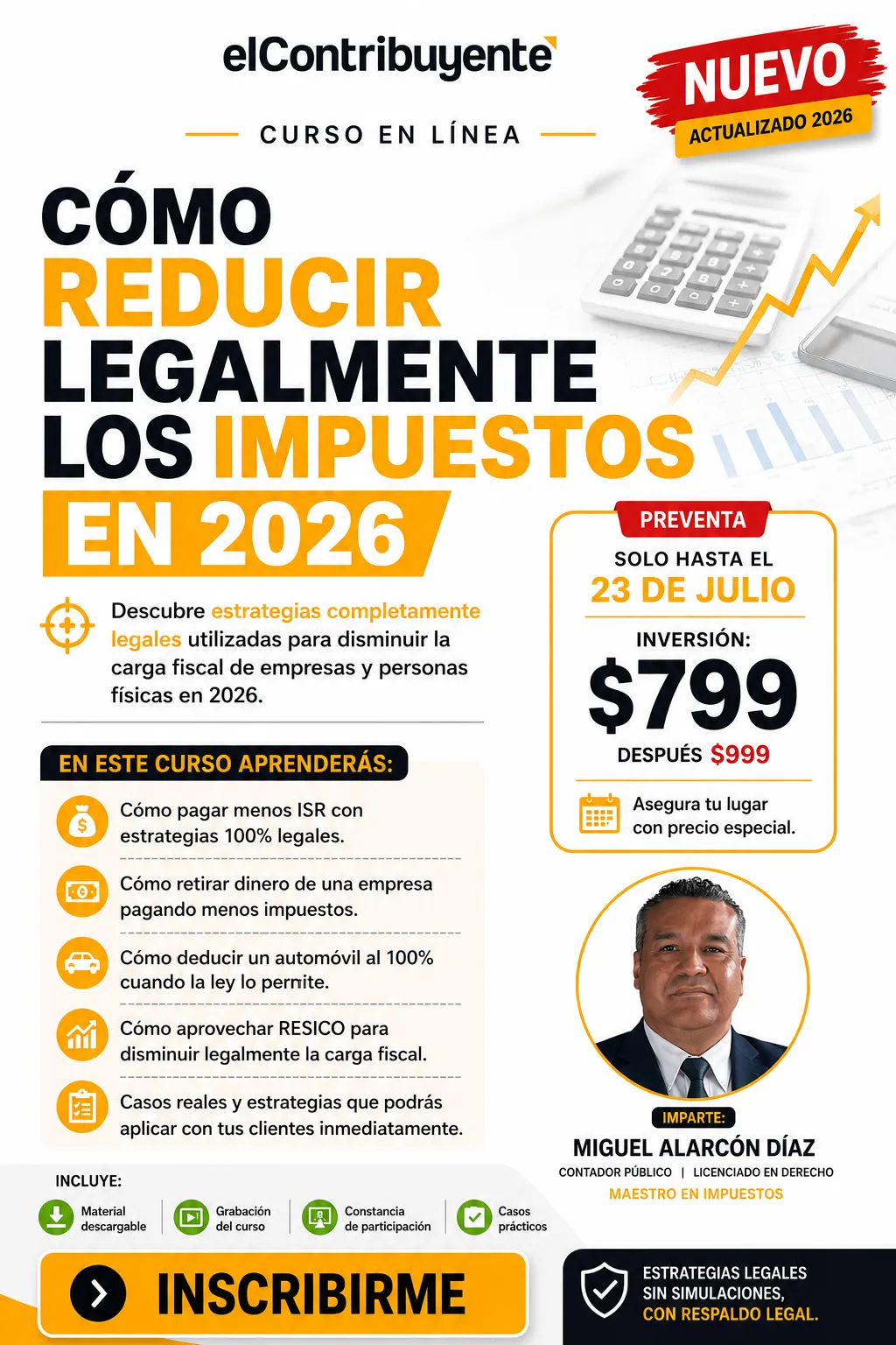 Temario del Taller Cómo Reducir Legalmente los Impuestos en 2026